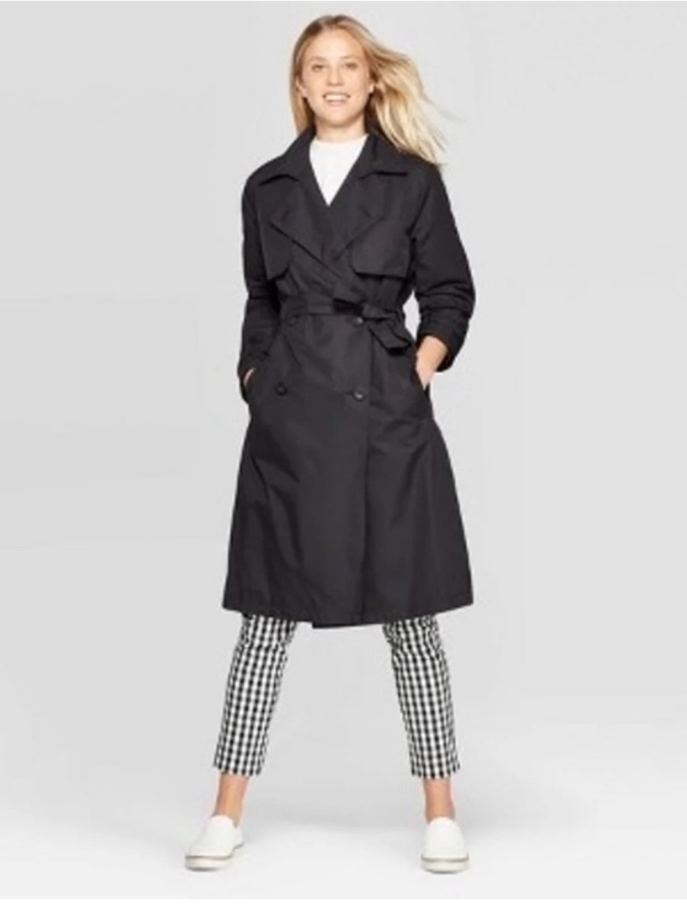 a new day Black Trench Coat